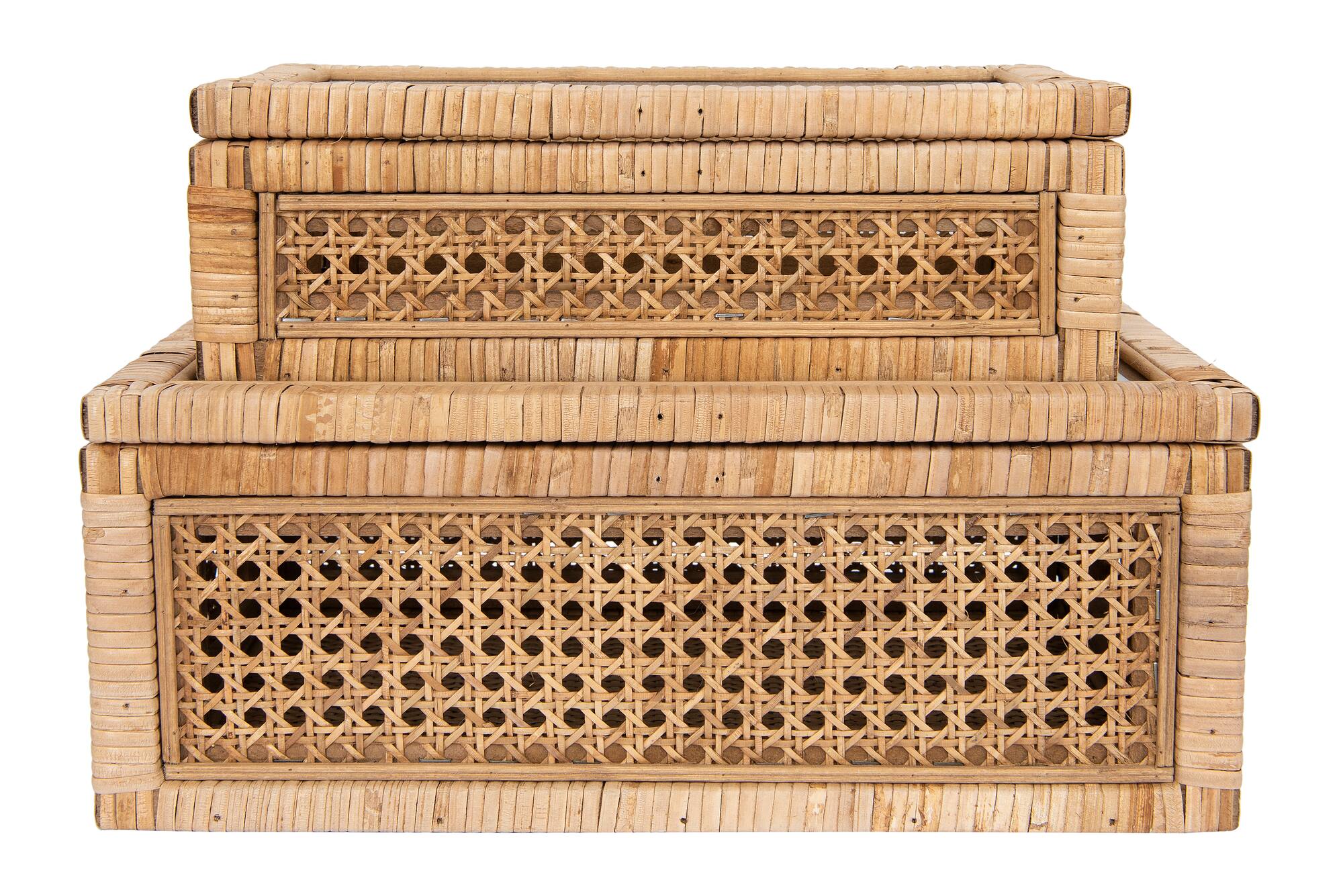 Hello Honey® Cane & Rattan Display Box with Glass Lid Set